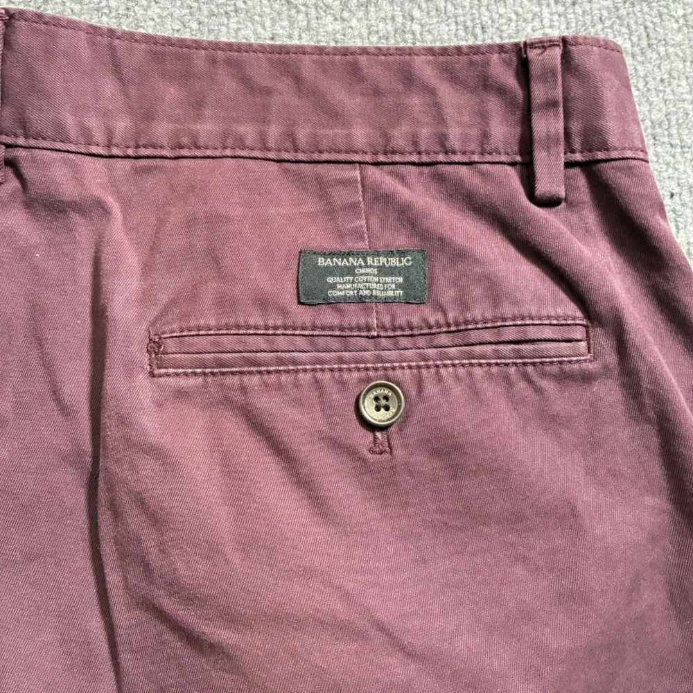 Banana Republic Fulton Chino Mens‎ 34x30 Burgundy Slim Stretch Pants